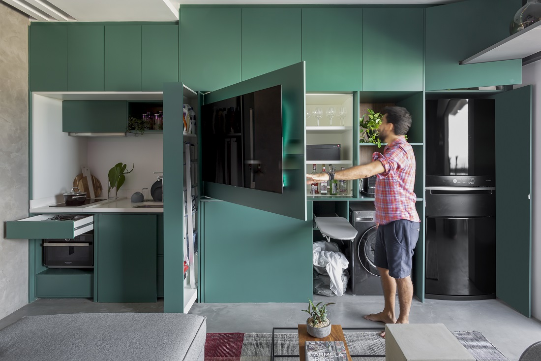 cozinha muntifuncional e verde